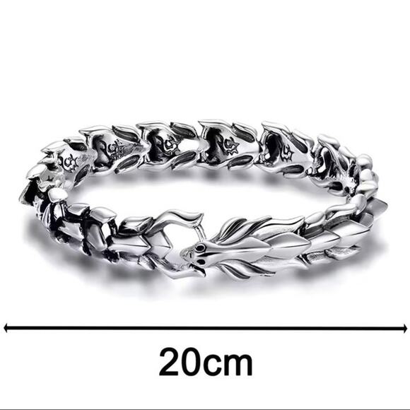 Viking Dragon Stainless Steel Bracelet » County Argyle Vintage Silver Dragon Bracelet Viking D&D Elder Scrolls Fantasy Cosplay Gift NEW